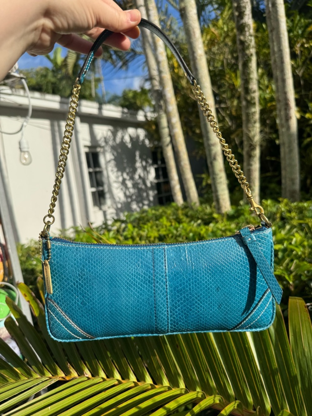 Coach Legacy Rare Exotic Blue Python 🦋Snakeskin Demi Clutch Mini Vintage Y2K - Picture 2 of 9